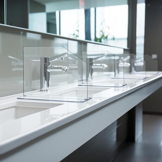 Vesici 2 Pcs Clear Acrylic Sink Splash Guard Freestanding Panel Barrier - Image 6