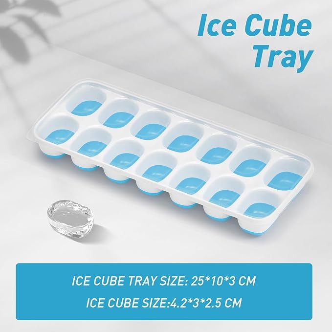 ChefAide Ice Cube Tray with Lid, 4 Packs 56 Cubes Durable Stackable Ice Cube - Image 3