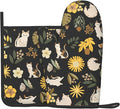 Cute Cats Flowers Garden Silicone Oven Mitts Pan Mats Set of 2, Heat Resistant by Cayiibe