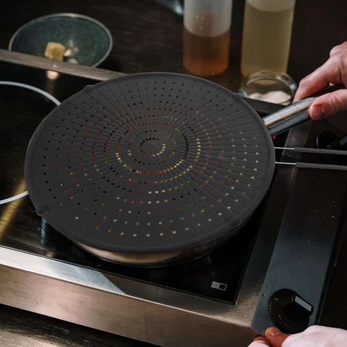ABOOFAN 1pc Splatter Screen for 10-12'' Frying Pan, Silicone Splatter Guard - Image 4