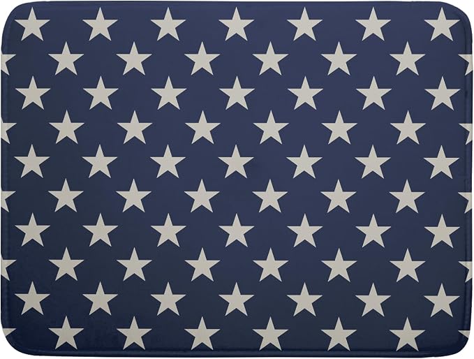 Patriotic July of 4th Blue Star Dish Drying Mat by Aytipun