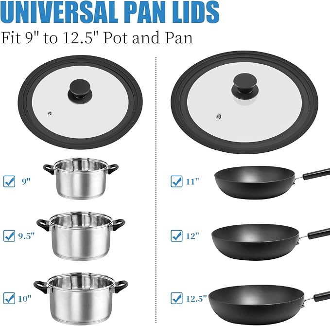 Universal Lid for Pots Pans and Skillets, 2 Pack Pan Cover fit 9", Silicone - Image 3