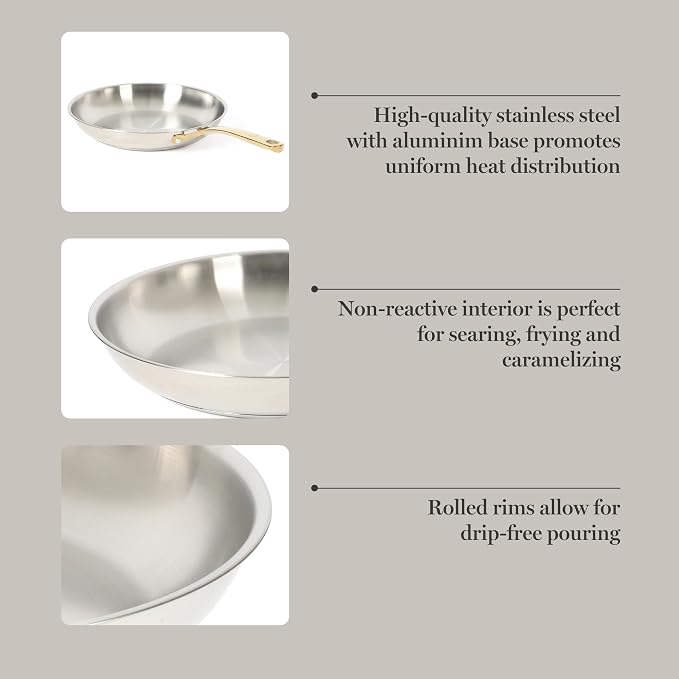 Martha Stewart Castelle 12-Inch Stainless Steel Frying Pan - Image 4