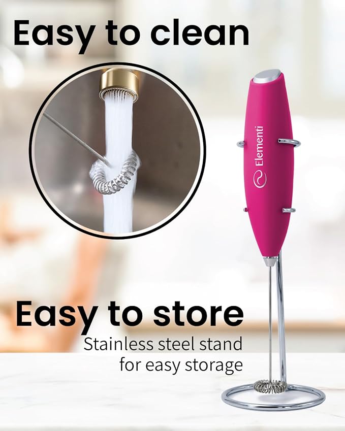 Elementi Pink Electric Milk Frother - Image 5