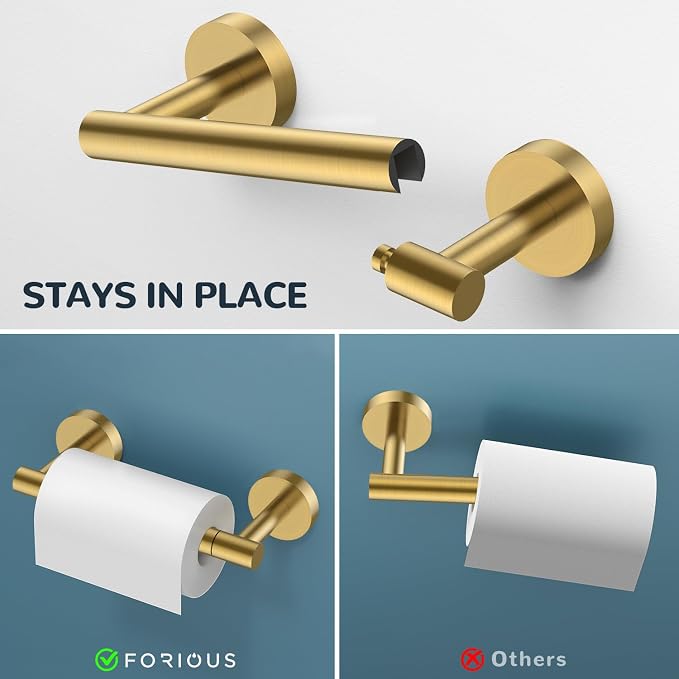 FORIOUS Toilet Paper Holder Wall Mount, SUS304 Stainless Steel Double Post - Image 3