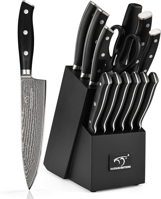 NANFANG BROTHERS Damascus Kitchen Knife Set 14 Pieces by NANFANGBROTHERS