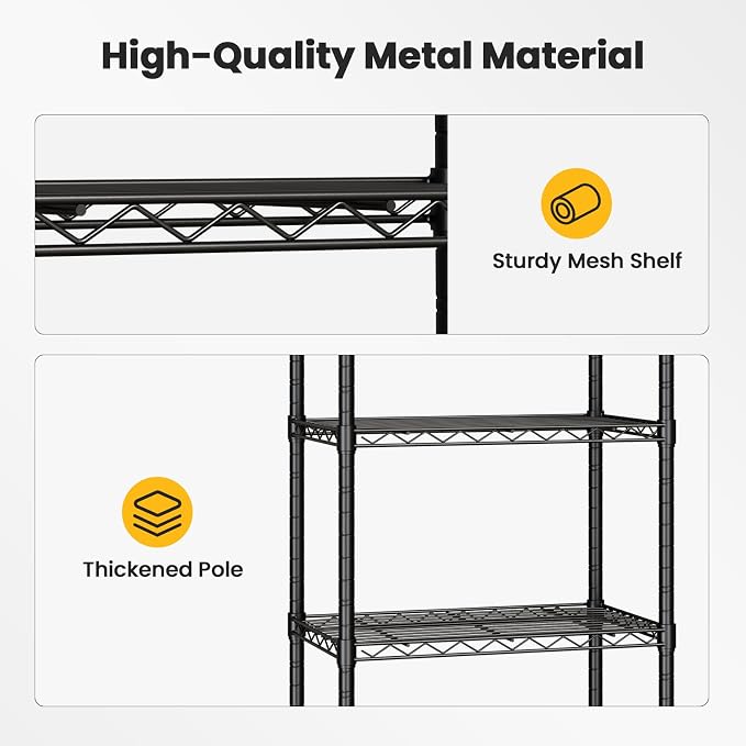 DUMOS 3-Tier Metal Wire Storage Shelves, Adjustable Standing Storage Rack Shelf - Image 7