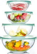 Luvan Glass Mixing Bowl with Airtight Lids, 8-piece Kitchen Salad Bowls Clear by Luvan