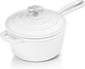 1 QT Enameled Cast Iron Saucepan, Leonyo Sauce Pan by Leonyo