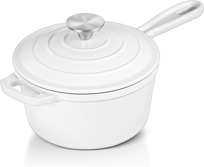 1 QT Enameled Cast Iron Saucepan, Leonyo Sauce Pan by Leonyo