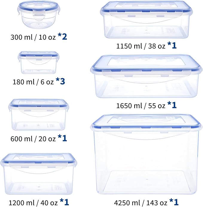 KIGI Food Storage Containers Set, Airtight Leak Proof Lids, Stackable BPA-Free - Image 2