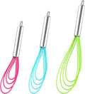 Webake Silicone Flat Whisk Set of 3, Heat Resistant Kitchen Whisks by Webake