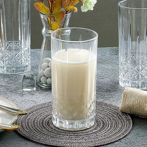 Lorren Home Trends Tall 12 Ounce Drinking Glass-Textured Cut Glass