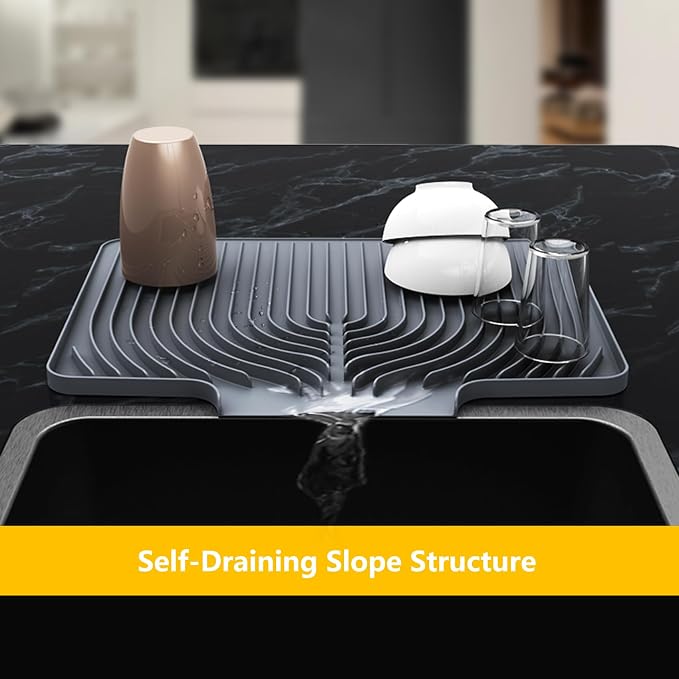 Silicone Drying Mat for Kitchen Counter, Dish Drying Rack Matt - Image 2
