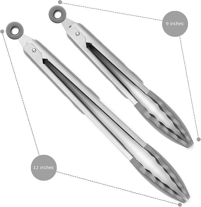2 Pack Silicone Kitchen Tongs – 9" & 12" Set, Heat Resistant up to 500°F - Image 4