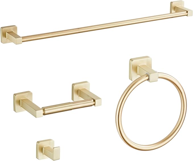 Brusehd Light Gold Bathroom Hardware Set 4 Pieces, Bathroom Accessories Set by bluebyrne