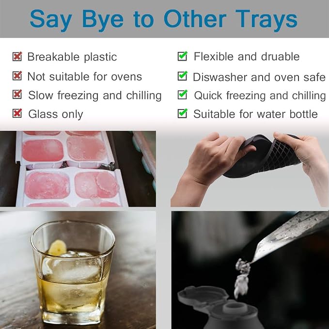 Silicone Mini Ice Cube Trays 3 Pack, 160 Crushed Ice Cube Molds Easy Release - Image 4