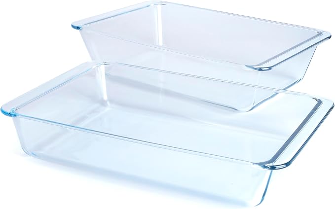 Set of 2 pcs Tempered Glass Baking Dish Set, Deep and Classic Borosilicate - Image 3