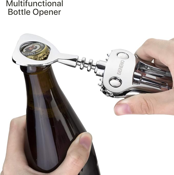 Beneno Wine Opener with Silicone Leak Proof Wine Vacuum Stopper, Zinc Alloy - Image 6