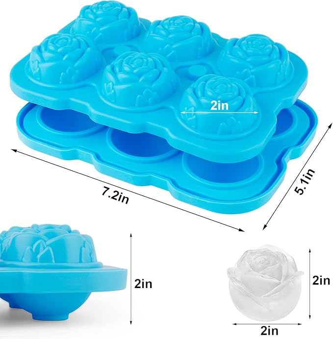 Ice Cube Tray, Mikiwon 2 inch Rose Ice Cube Trays - Image 2