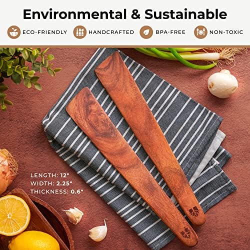 12-Inch Teak Wood Spatula and Ladle Set