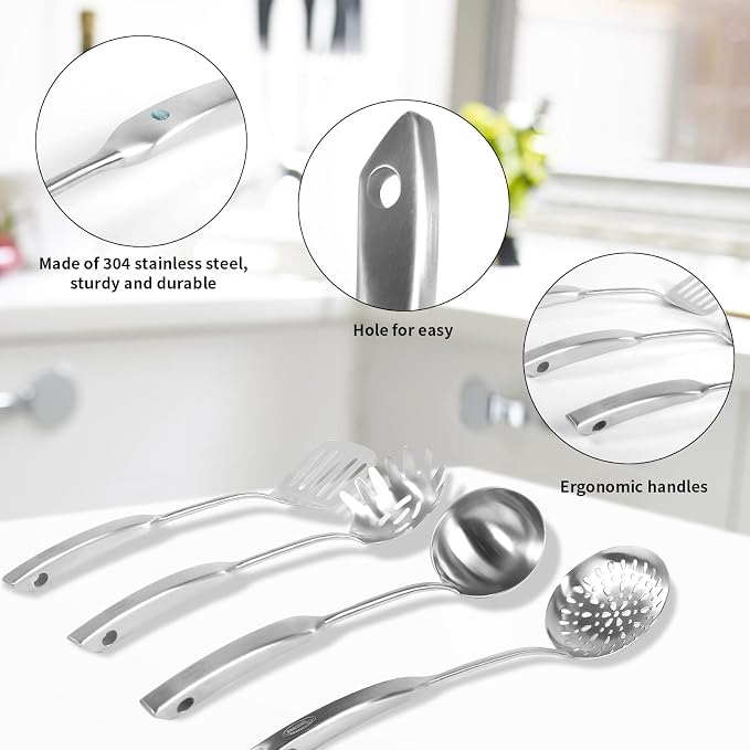 Newness 4 Pcs Cooking Utensils Set, 304 Stainless Steel Kitchen Utensils Set - Image 8