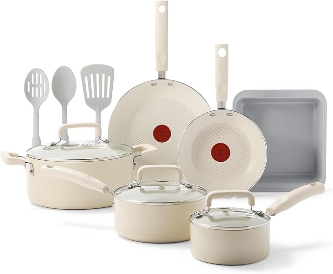 T-fal Signature Nonstick 12 Piece Cookware Set, Oven Safe Up to 350°F, by T-falbrand