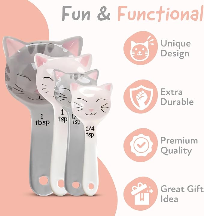 Cat Shaped Ceramic Measuring Spoons - Image 4
