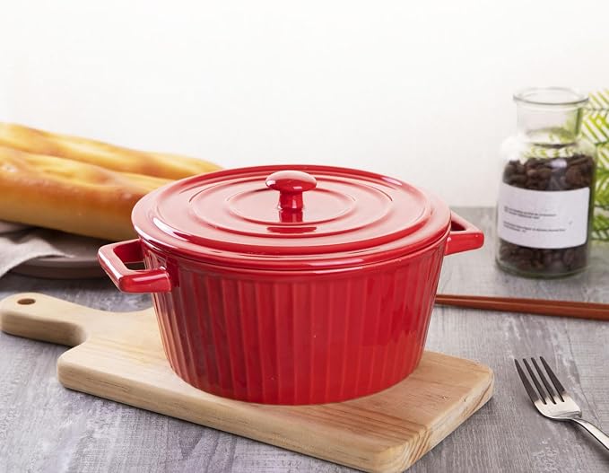 WHJY Red Colorful Ceramic Casserole Dish - Image 4