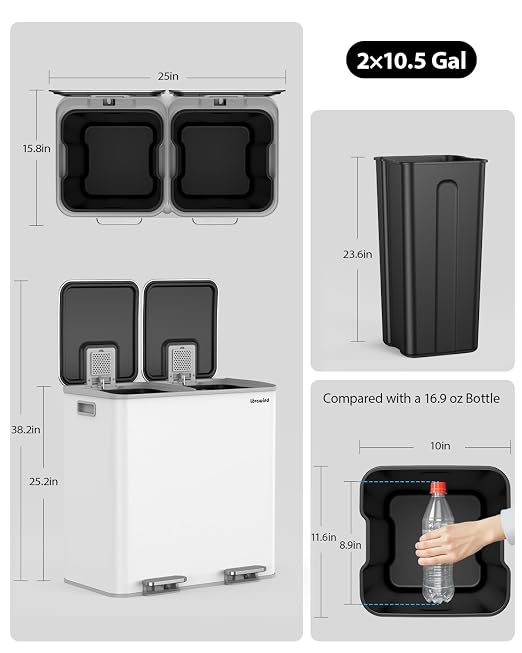Lovewind Trash Can, 2 x 10.5 Gallon Garbage Can - Image 7