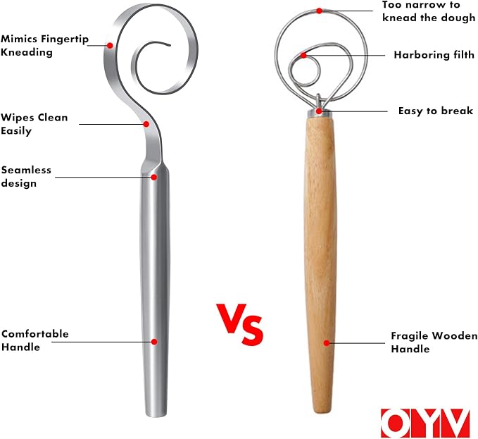 OYV 12-Inch Seamless Dough Whisk, 18/10 Stainless Steel Bread Whisk, Danish - Image 8