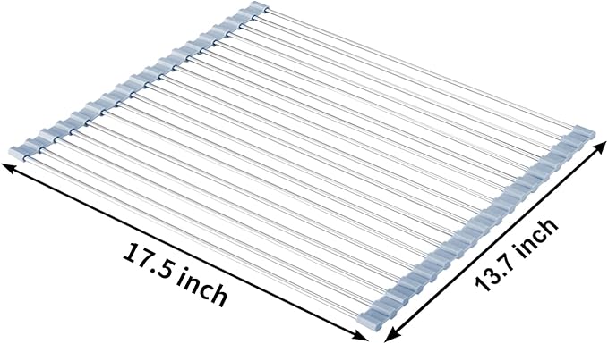 MECHEER Over The Sink Dish Drying Rack, Stainless Steel Roll Up Dish Drying - Image 2