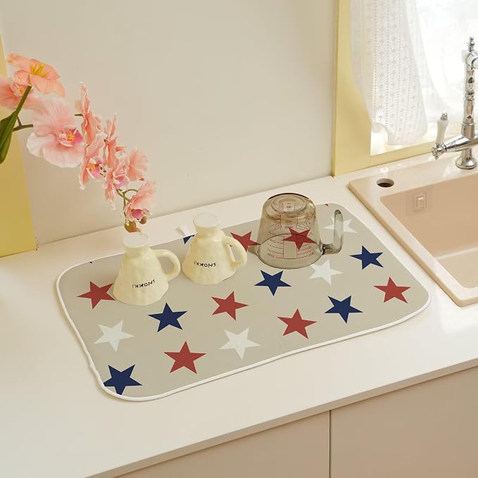 4th of July Dish Drying Mat 18 x 24 inch Independence Day Blue Red White Stars - Image 6