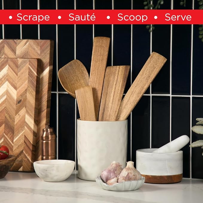 SLATE & ROYCE 5-Piece Acacia Wood Utensil Set, Non-Toxic Wooden Kitchen Tools - Image 8