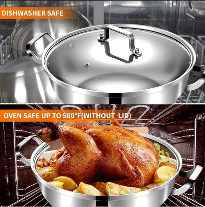 Delarlo Tri-Ply Stainless Steel 12 inch Everyday Pan - Image 4