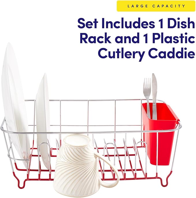 Sweet Home Collection Metal 2 Piece Dish Drying Rack Set Drainer - Image 3