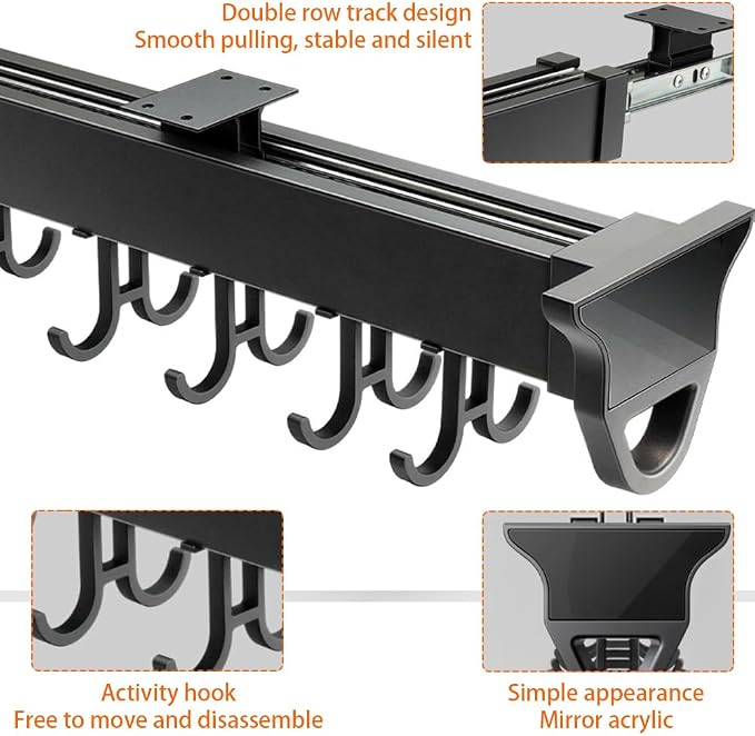 Pull Out Pot Rack, Aluminum Alloy Hanging Pot Rack, Expandable Utility Rack - Image 5