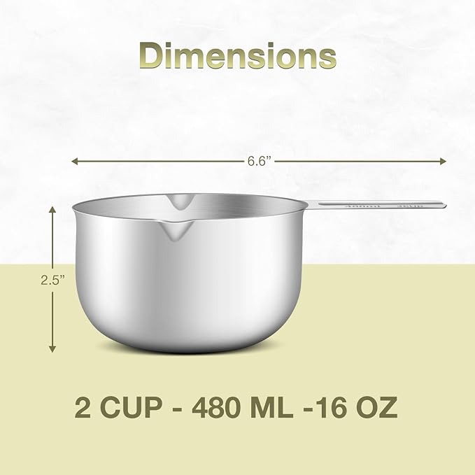 1PCS 2Cup Single Measuring Cup, Etched Inner Scale Stainless Steel Measure Scoop - Image 2