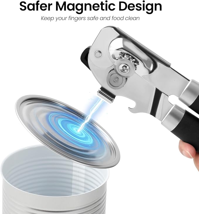 Manual Can Opener with Magnet Lid Lifter, Heavy Duty Handheld Tin Opener and - Image 3