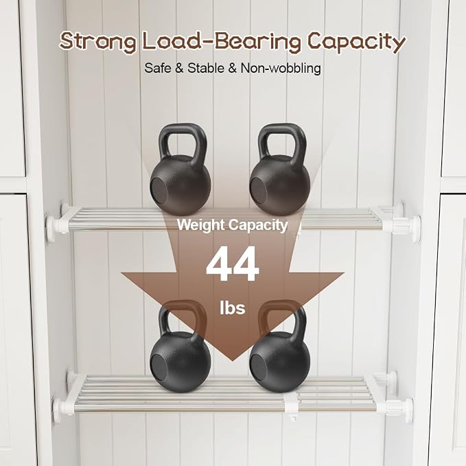 Hershii Expandable Shelf Rod Closet System Heavy Duty Clothes Hanger Adjustable - Image 8