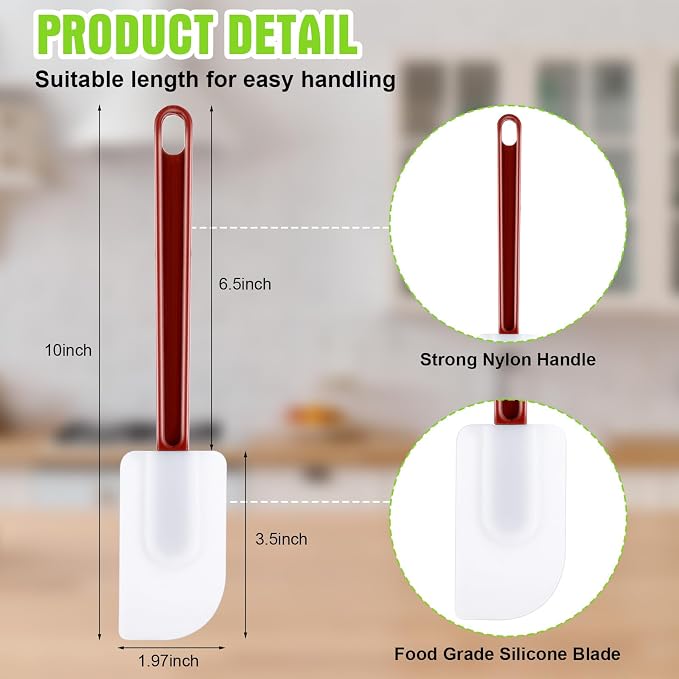 Meekoo 5 Pcs 10 Inch Rubber Spatula, 500℉ High Heat Resistant Spatulas - Image 2