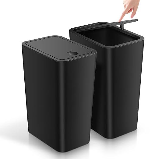 TIPGO Bathroom Trash Can with Lid, 4 Gallon / 15 Liter Small Garbage Can by TIPGO