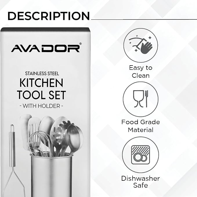 Avador® Premium Set of 10 Stainless Steel Kitchen Tool Set - Image 3