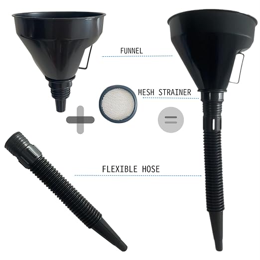 5 Pcs Plastic Oil Funnels for Automotive Use Set, Large Flexible Fuel Funnel - Image 4