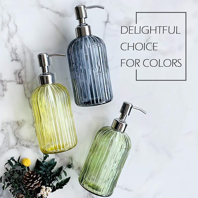 JASAI 18 Oz Vertical Stripes Kitchen Soap Dispenser - Image 6