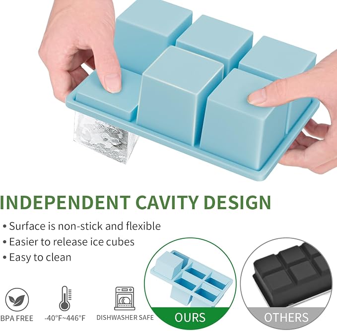 Large Ice Cube Tray for Whiskey: FDDBI Silicone Ice Cube Trays - Image 2