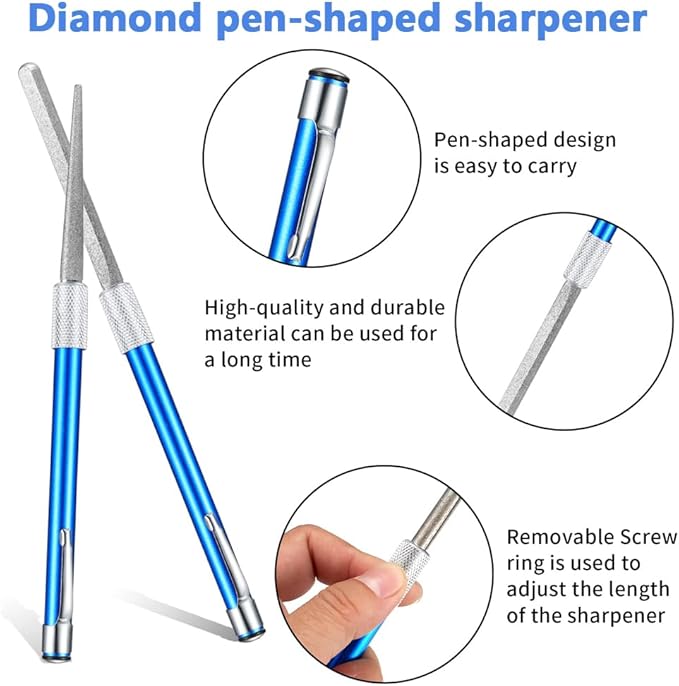 Wolfride 2Pcs Serrated Knife Sharpener, Retractable Diamond Sharpening Rod - Image 4