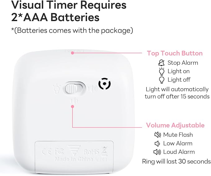 Yunbaoit Visual Timer with Night Light, 60-Minute Unicorn Countdown Timer - Image 5