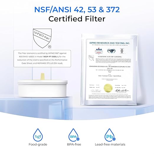 Waterdrop PT-72BL Glass Water Filter Pitcher, Eco-Friendly, NSF/ANSI 53 - Image 5