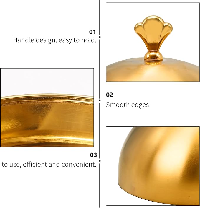 Gold Stainless Steel Food Dome Cover Food Protecting Dome Cover Serving Plate - Image 2